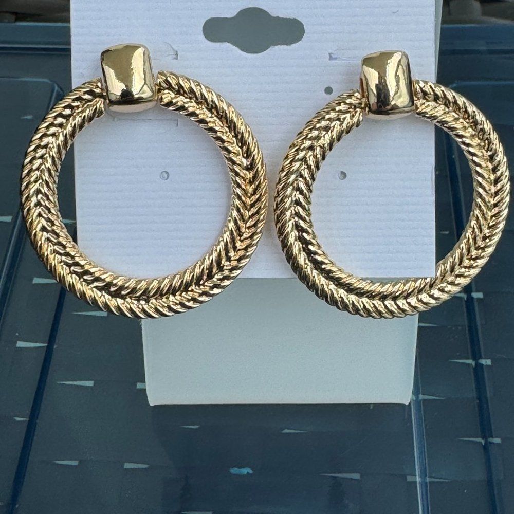 Gold Tone Circle Post Earrings